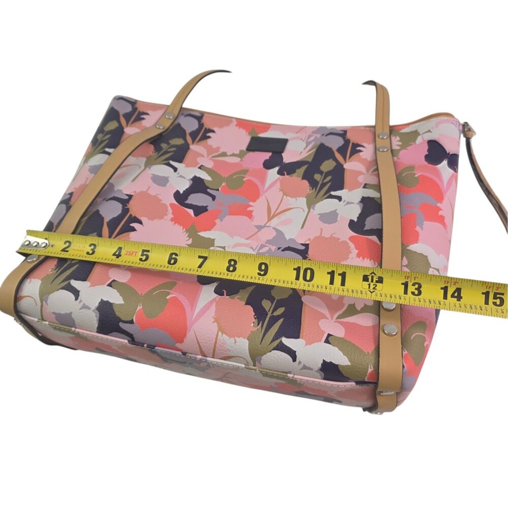 Tahari Mackenzie Vegan Leather Zipper Close Floral Butterfly Tote Bag Purse NWT - Picture 11 of 15
